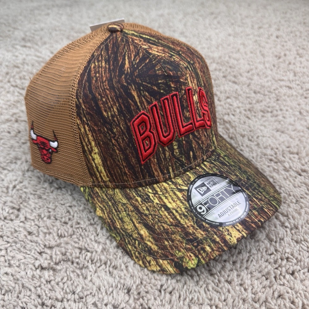 Chicago Bulls Hat New Era 9FORTY All-Star Camo Brown‎ A-Frame Trucker Snapback
